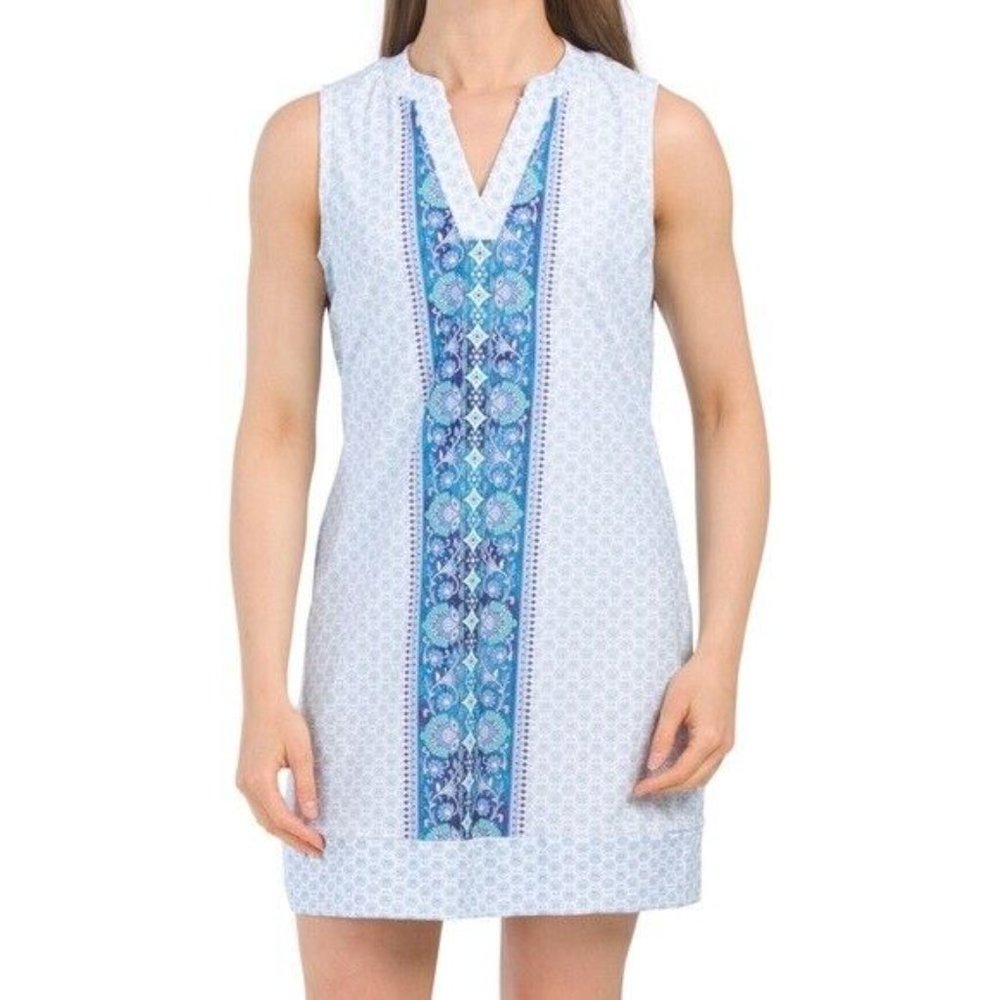 Aqua Et Sol UPF 50 Sleeveless Cover-up Sheath Dress Blue sz Large L NWT